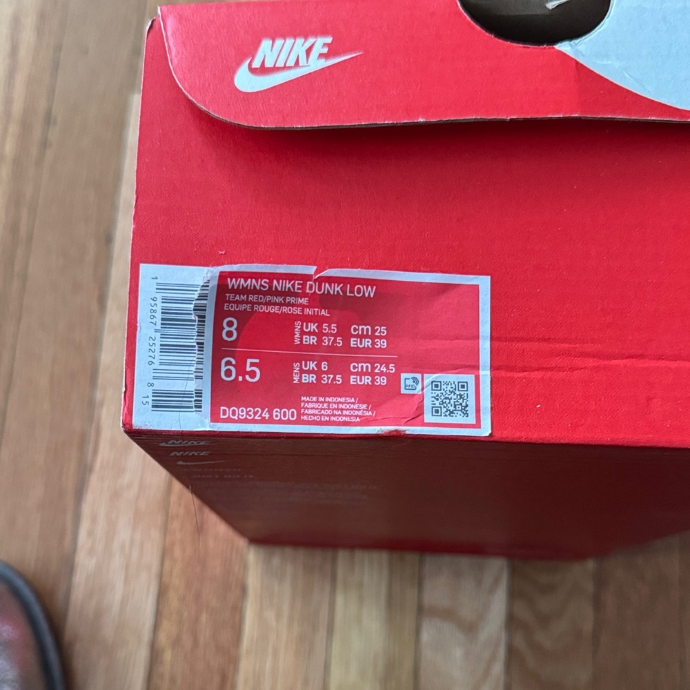 Nike Dunk Low Sneakers - Team Red and Pink